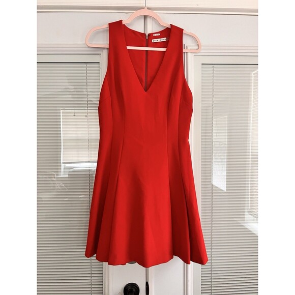 Alice + Olivia Elva Dress Women’s Size 8 Red Mini Exposed Zipper Sleeveless - Picture 5 of 13
